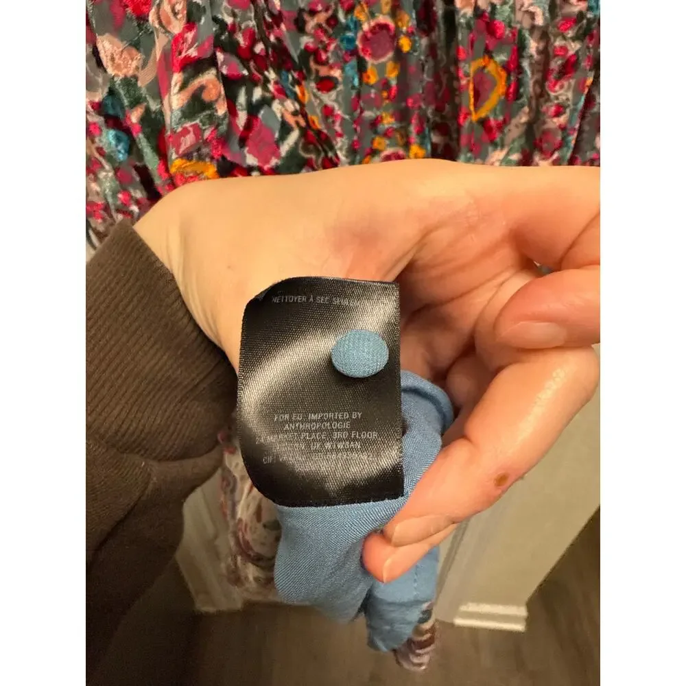 Anthropologie Floreat Abia Burnout Velvet Silk Baby Doll Mini Dress Size Small - Picture 10 of 11